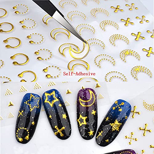 8 листови налепници за златни нокти и 12 чаршафи налепници за златни нокти