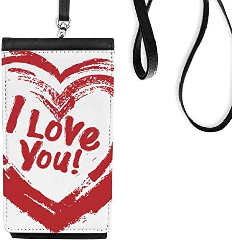 Те сакам црвено срце, телефонски паричник, чанта што виси мобилна торбичка црн џеб