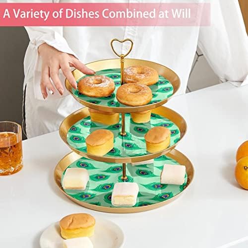3 нивоа десерт штанд со кекс овошна чинија пластична служба на држач за приказ за свадба роденден за бебиња туш чај украси, рунда,