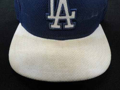 55 85 Л. А. Доџерс Игра Користени Официјални МЛБ бејзбол капа шапка големина 7 1/8 покажува употреба - Игра Користи Млб Капи