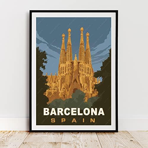 Гаеверс Шпанија Барселона градски пејзаж Постери за патници Гроздобер соба Декор естетско платно слики за спална соба wallидна уметност дома декорација