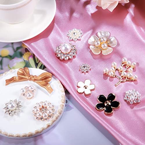 44 парчиња копчиња од бисерни ринистички копчиња за украси копчиња од бисерни копчиња рамно грб цвеќе копчиња за накит за правење свадба DIY украси за облека за занае