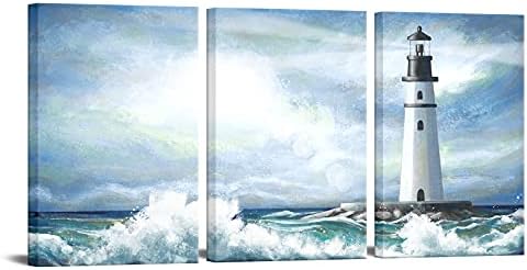 Simiwow 3 Piece Canvas wallидна уметност светилник декор слика океански морски морски плови