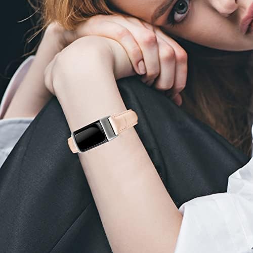 Кожни ленти компатибилни со Fitbit Charge 5 За жени мажи, оригинална кожна шема за замена за замена на зглобот за Fitbit Charge 5 Advanced Fitness Tracker