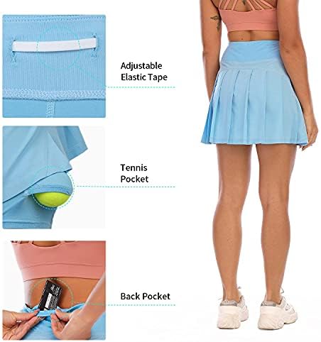 Fanенски голф Fancyskin Women Golf Pleated Tennis Skort мини атлетски здолништа со џебови на топки за тренинг