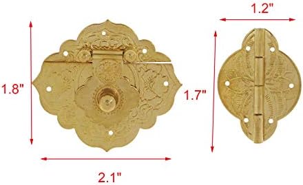 Geesatis Box Hasp Latch Lock Lock и шарка сјајна месинг декоративна HASP шарка за мебел за мебел дрвени кутии за градите, со завртки за монтирање, злато