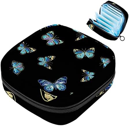 Пеперутка со црн период торба санитарна торба за чување на салфетки за чување на салфетки за чување тампони собираат торба женска нега санитарна организатор за ти?