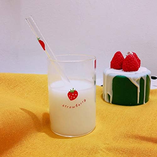 Стаклена чаша Doitool Боросиликатната топлина отпорна на топлина млеко овошен сок за складирање вода со слама за домашна канцеларија