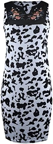 Fragarnенски Sundresses, женски летни фустани за жени 2022 леопард печатење без ракави лежерен фустан