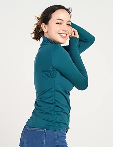 Термички долна облека од Lapasa женски, вртоно, руно, лежено со долги ракави, се потсмеваат на вратот, светло/средна тежина