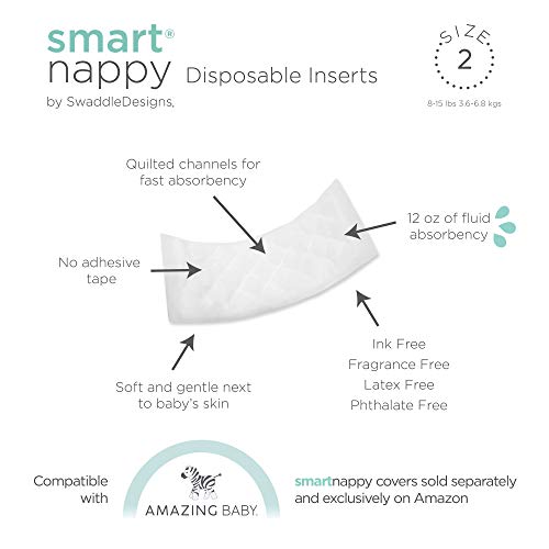 SmartNappy Влошки За Еднократна употреба Со Неверојатен Капак За Хибридна Пелена За Бебиња, Дополнителен Абсорбента, Без Пластична Облога,