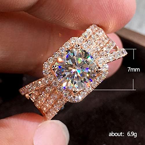 Ринг широк мода верзија Накит луксузен дијамантски прстен злато роза 18к целосни прстени за жени за жени