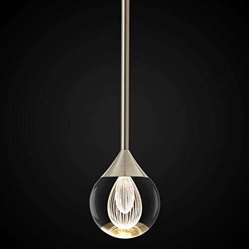 Sunmoo 1-светлина со солза на солза светло, светло, мини LED кристален глобус виси светло, светло осветлување на таванот за кујнски