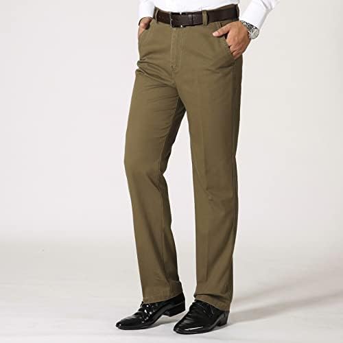 Miashui Flat Front Man's Daily обични панталони панталони цврста боја, целосна должина, панталони тенок џеб патент, летаат мажи
