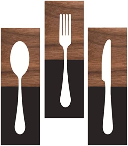 Doitool дрвена голема вилушка нож лажица wallид декор 3 парчиња рустикален кујнски прибор wallиден знак фарма куќа виси wallидна плакета