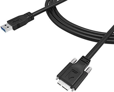 NewNex USB 3.0 A/M до Micro B/M со кабел за заклучување на двојни завртки, 5M, поддржан од SuperSpeed, USB3 визија за камера компатибилен