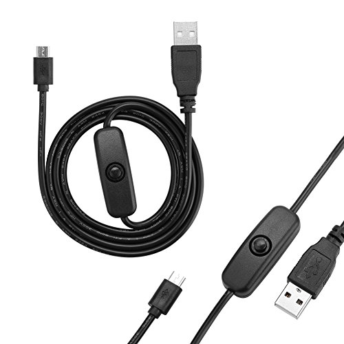 Кабел за напојување Zhiyavex за Raspberry Pi, Micro USB кабел за полнење на електрична енергија со прекинувач за вклучување/исклучување, лесен