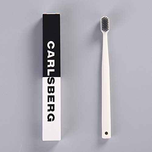 Јапонски едноставен црно -бел со мека четка за заби од јаглен од јаглен, четка за заби за парови, тип на возрасни, семејно преносно патување за патувања
