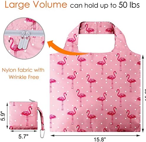 Бежин Фламинго Затворање На Патент Торби За Повеќекратна Употреба w Торбичка За Складирање Со Еден Патент Екстра Големи Кеси За Намирници