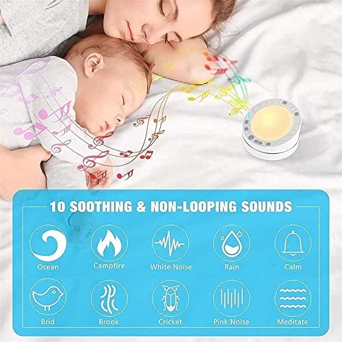 МАШИНА ЗА Бел Шум СО НОЌНО Светло За Возрасни Бебе За Спиење, Звучна Машина со 10 Смирувачки Звуци, Тајмери, Пренослива Звучна Машина