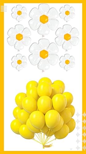 Партиву Жолти Балони 55 парчиња 12 инчни И Маргаритки балони 8 парчиња