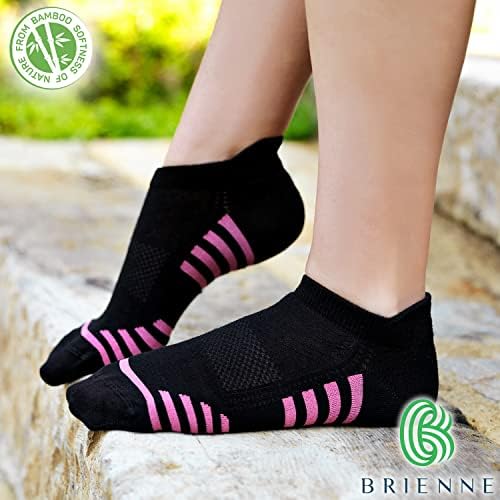 Женски бамбус тенки атлетски перформанси на атлетски перформанси, чорапи со низок удобност, абсорбентиран чорапи 6 пара, големина 6-9