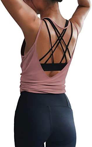 Кошули за вежбање на Lexislove за жени секси отворено враќање на облеката за вежбање со активни облеки, спортски јога резервоар