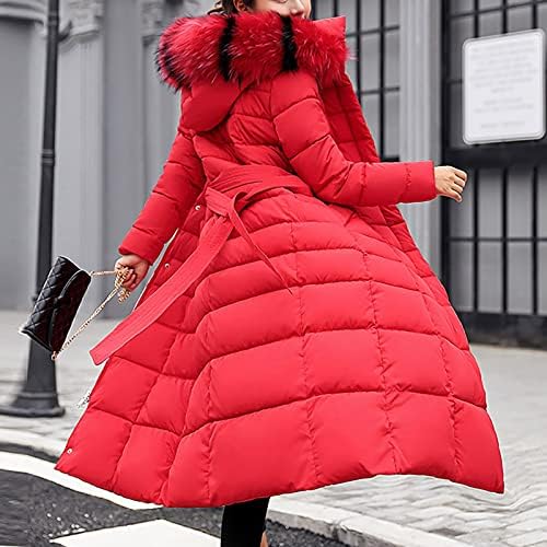 Зимски палта за врвови за жени со долги ракави големи дворови цврста боја со качулка со единечен параграф памук јакна од половината на половината