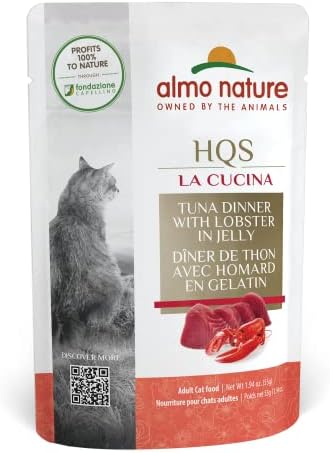 Almo Nature HQS La Cucina Tuna со јастог во желе, без жито, без додаток, возрасна мачка влажна храна, рендан, торбички, 24 x 55g/1,94 мл