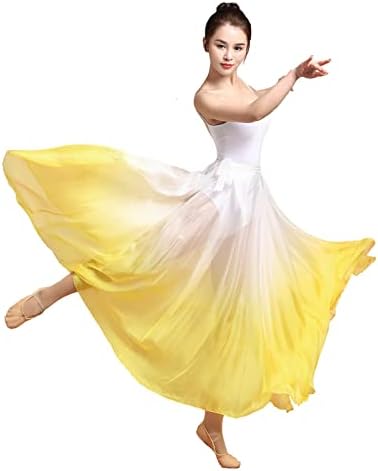Paенски женски лирски танц здолниште со долги чисто чисто замав здолниште модерни балетски носии за изведба