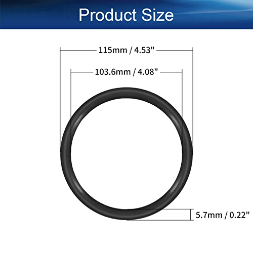Беттомшин 10 парчиња нитрилна гума О-прстени, 115мм ОД 103,6мм ID 5,7мм ширина, метричка буна-нитрил запечатување за заптивка за мијалник