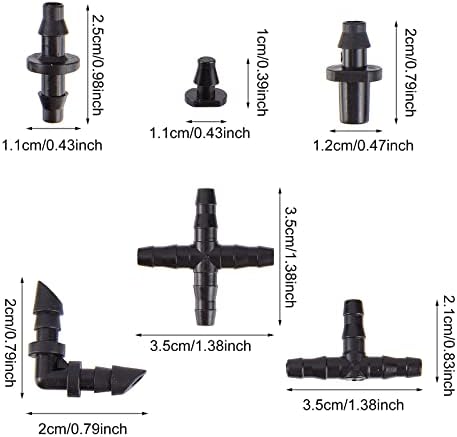 Амијукс бодликава конектори Комплет за наводнување, фитинзи за систем за прскање, 1/4''Tubing фитинзи комплет за вода за наводнување