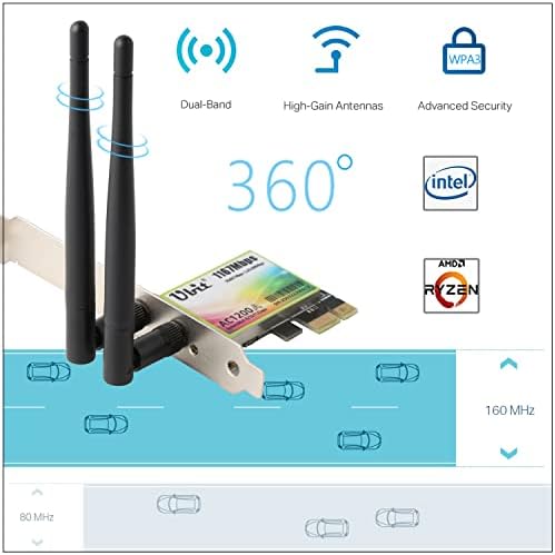 UBIT 11AC1200A PCIE Безжична картичка, до 1200 Mbit/S, безжичен двоен опсег Gigabit WLAN WiFi адаптер картичка, PCIe WiFi картичка