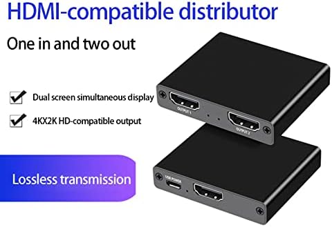 Clinmday HDMI 1/2 дистрибутер Прекинувач за сплитер на видео, компатибилен стабилен менувач 3D визуелни ефекти 1 во 2 out полето за видео
