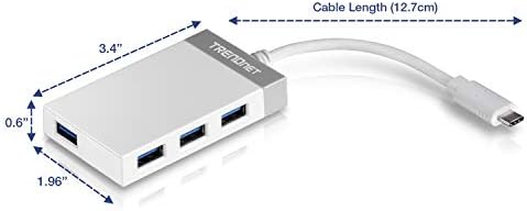 TRENDNET 4-Порт USB C ДО USB Центар, TUC-H4E, 4 x USB 3.0 Порти, КОМПАКТНА Големина USB ТИП-C Мултипорт Адаптер, Компатибилен Со Windows, Mac OS,