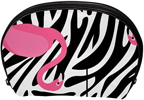 Мала Торба За Шминка, Патент Торбичка Патување Козметички Организатор За Жени И Девојки, Зебра Фламинго Модерна