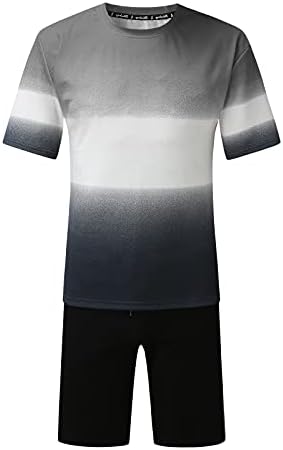 Облека за манжетни за машка машка тренерка 2021 лето 2 парчиња обична активна облека со кратки ракави кошула и шорцеви за спортски сет за мажи