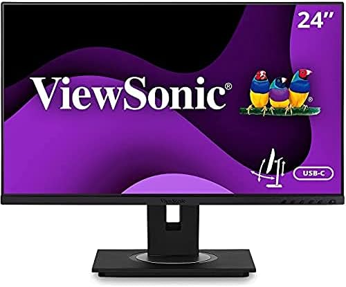 ViewSonic VG2455 24 инчи IPS 1080P монитор со USB 3.1 тип C HDMI DisplayPort VGA и 40 степени и Nulaxy Laptop Stand, ергономски алуминиумски лаптоп компјутерски штанд, одвојлив лаптоп кревач