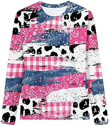 Кошули За Денот на вљубените За Жени Слатки Животински Графички Долги Ракави Дуксери Меки Блузи На Екипажот Пуловери