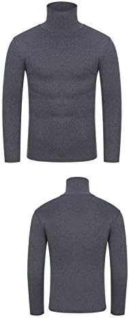 Zdfer Men's Turtleneck Pullover Sweatshirt, долги ракави со цврста боја кошули се протегаат тенок вклопување на врвот џемпер за мажи хавајски