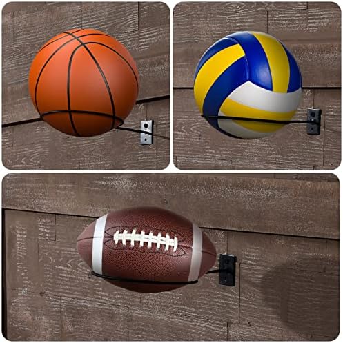 Lounsweer 10 парчиња држач за топка wallид Монт дисплеј кошарка за чување црна метална универзална топчеста решетка за решетки за решетки за решетки за кошарка фудбалски ?