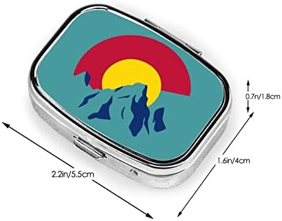 Колорадо Знаме Планински Плоштад Мини Пилула Случај Патување Медицина Организатор Преносни Прегради Метал Пилула Кутија