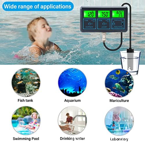 Монитор за квалитет на водата Naroote ABS 7 во 1 широко применлив мерач на отстранлив електрода со пакет во прав за хидропоника за апликација Tuya