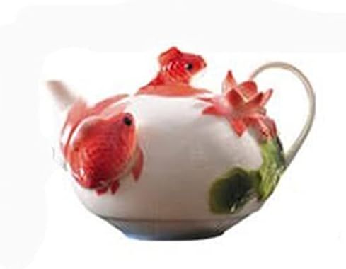 Ccbuy Koi Fish 3D керамички кафе чајник врежана лотос порцеланска котел керамички коски порцелански чајник
