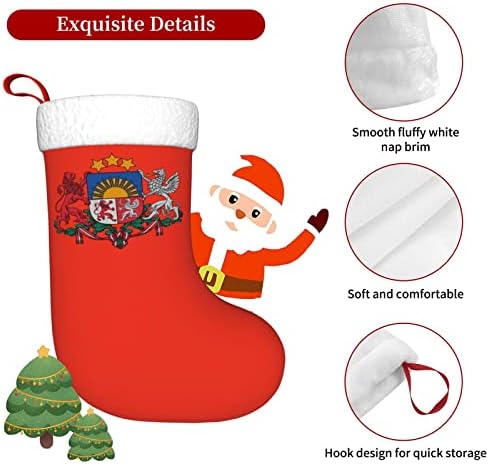 Национален амблем на емблот на латвискиот божиќно порибување класична декорација од 18 инчи камин виси чорап
