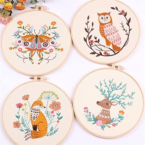 Комплет за везови на природата Renslat DIY Inglework Butterfly Owl Fox Indlecraft за почетници на крст -бод Artcraft