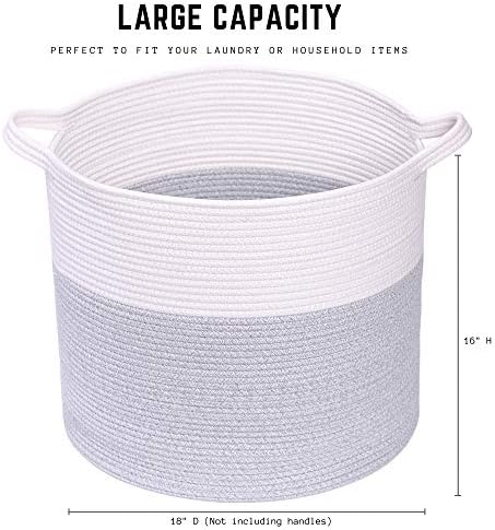 Клили милји ткаена корпа за складирање за ќебиња - корпа за перење јаже - памучна јаже ќебе дневна соба - декоративна тркалезна корпа за деца