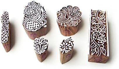 Геометриски и спирален уметнички мотив дрвени марки за печатење