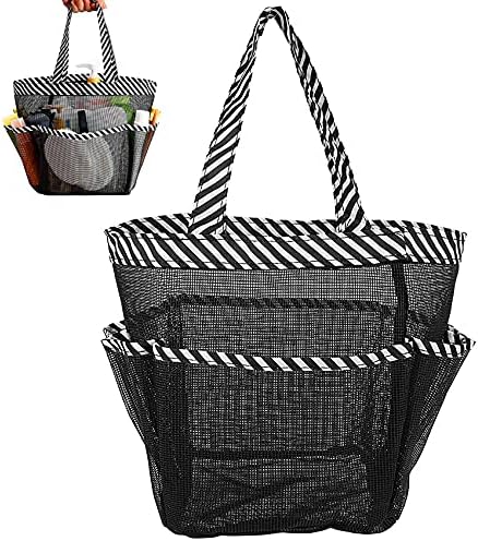 Reofrey Mesh Toush Caddy, виси преносен туш кади организатор Тоте, со 8 џебови за складирање на мрежи, за студентски дом, патување, теретана,