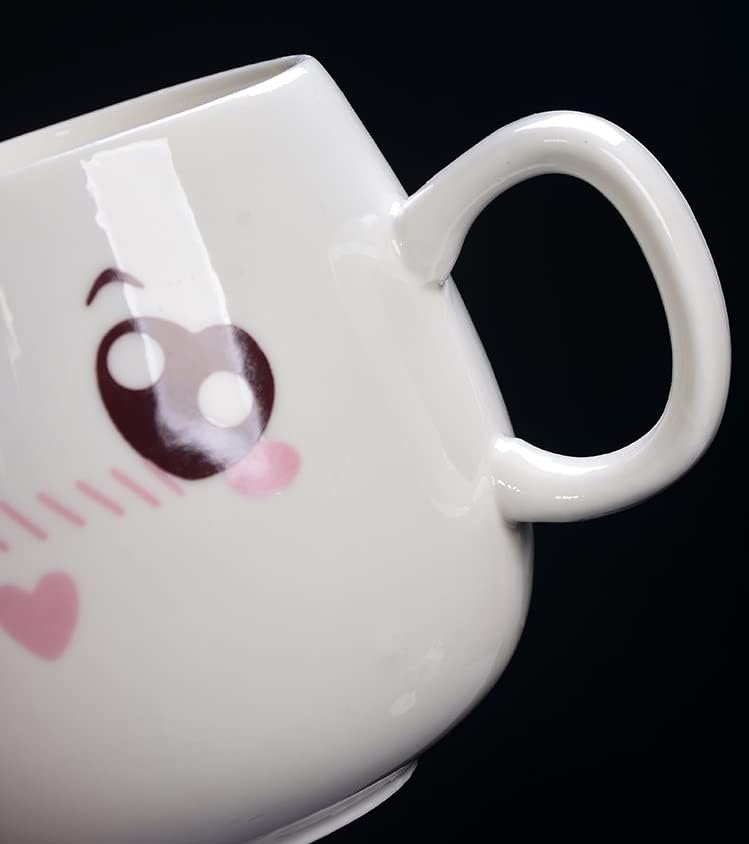 Керамички чаша Ryuhyf, кафе -кафе, кригла, керамичка чаша со капак, чаша чај со капак, кафе чаша со капак и лажица ， сет од 1)